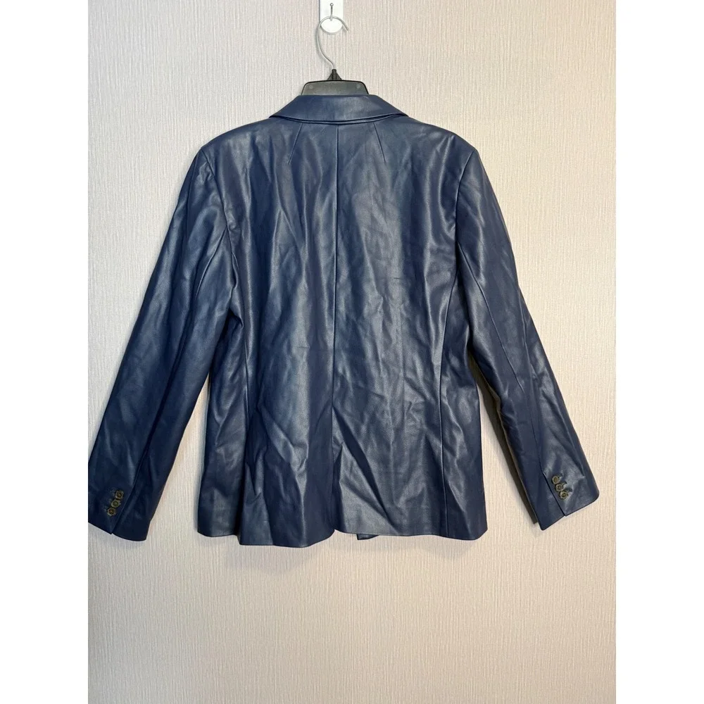 J. Crew | Limited Edition Cutaway Blazer Blue Faux Leather Blazer Jacket 10